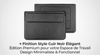 Housse Premium avec Support Intégré KAVRION, finition cuir noir élégant pour un espace de travail minimaliste.