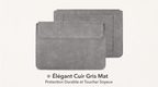 Housse Premium avec Support Intégré en cuir gris mat, protection durable et toucher soyeux.